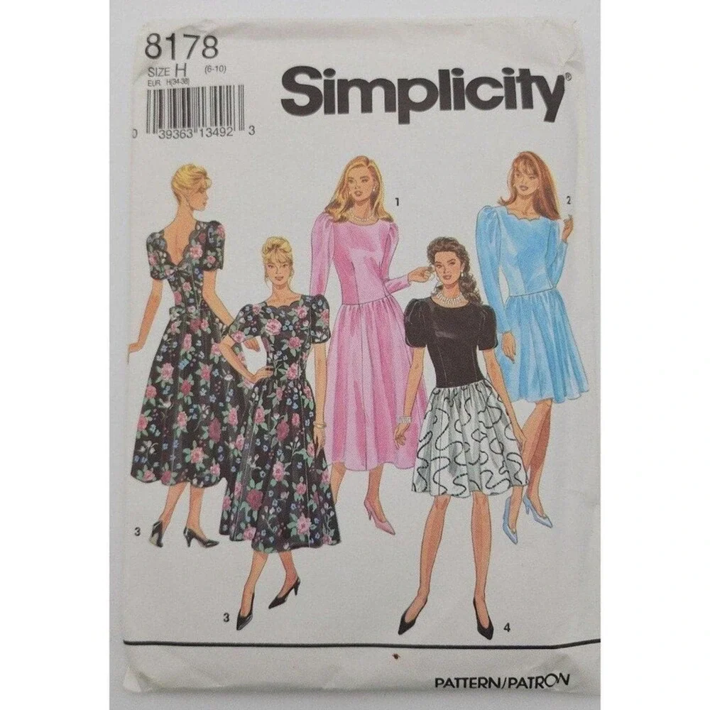 Vintage 90s Simplicity Pattern 8178 Misses Petite Dress in 2 Lengths Sz 6-10